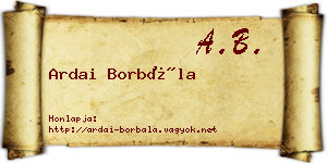 Ardai Borbála névjegykártya